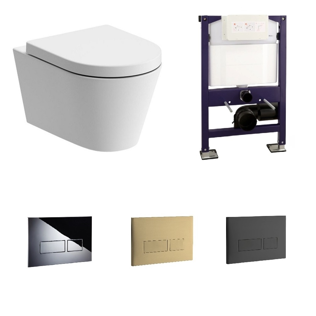 product cut out image of ZERO3RWH Wall Hung Toilet, Frame and Flush Plate Bundle